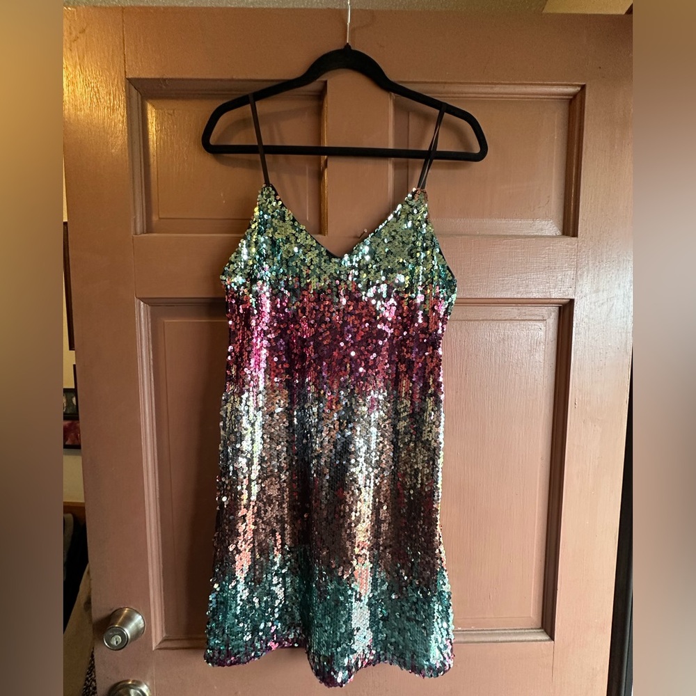 Express Vibrant Sequin Dress